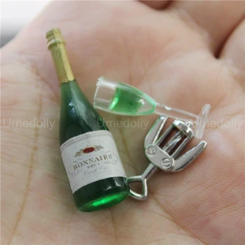 1/12 Ölçekli Minyatür Dollhouse Şampanya Cam Mini Şarap Açacağı OB11 BJD Bebek Aksesuarları Oyuncak