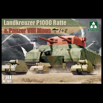 [Takom] No. 3001 1/144 Landkreuzer P1000 Ratte ve Panzer VIII Maus 1 + 2 (Plastik Model seti)