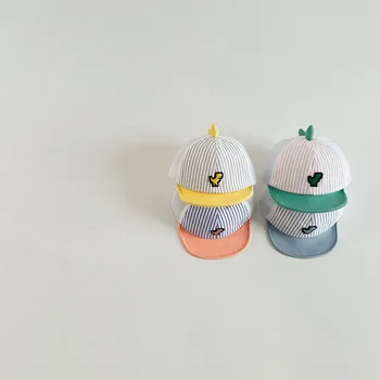 Yaz Bebek Net Şapka Kore Versiyonu Karikatür Dinozor Şapka Erkek Kız Renk Eşleştirme Bebek Kap Sevimli Çocuk Güneş Koruyucu Beyzbol Kapaklar