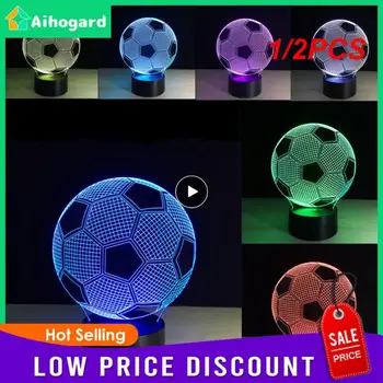 1/2 ADET 3d Illusion Çocuk Gece Lambası Futbol Topu Dokunmatik Sensör Uzaktan Gece Lambası Çocuklar için Yatak Odası Dekorasyon langırt Lambası