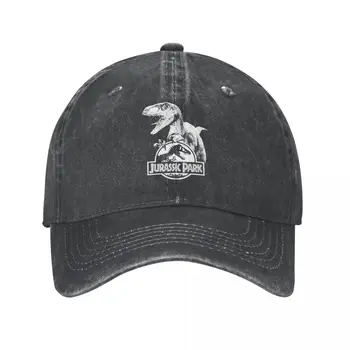 Jurassic Park Velociraptor Logo Unisex Tarzı Beyzbol Kapaklar Sıkıntılı pamuk şapkalar Kap Vintage Açık Egzersiz Şapkalar