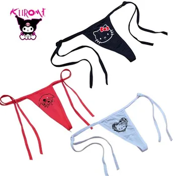 Seksi Hello Kitty Külot Kadın Anime Karikatür Kuromi Strappy İç Çamaşırı Tanga Kawaii Y2K Kız T Dize Pantolon Dikişsiz Külot