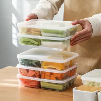 Saklama kutusu İyi Sızdırmazlık Gıda Sınıfı Şeffaf 4 Bölmeli Buzdolabı saklama kutusu Çok Yönlü mutfak düzenleyici