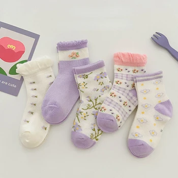 5 Pairs Sonbahar Sevimli Karikatür Bebek Çorap Çocuk Erkek ve Kız Bebek Çorap Desen Çocuklar için Bebek Giyim 0-8 yıl