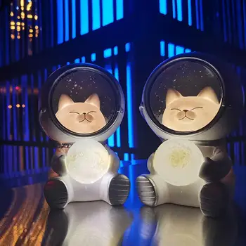 Gece lambası Güzel görünümlü Yüksek Simüle Reçine Güzel Kedi Astronot masa ofis için lamba iç mekan aydınlatması Basit Tarzı