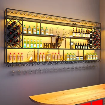 Ticari mobilya T bar bar şarap dolabı rafları basit duvar elmas şarap dolapları duvar asılı kırmızı şarap rafları ekran
