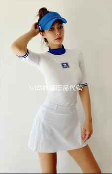Güney Kore bahar ve yaz Golf giyim kadın çabuk kuruyan yüksek boyun beş noktalı kollu ince T - shirt kaymaz etek takım elbise