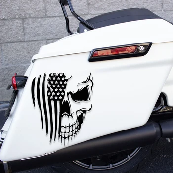 Amerikan Bayrağı Ve Kafatası Araba Vinil Çıkartmaları Motosikletler Araçlar Van Dekor Çıkartmalar Aksesuarları Tuning Dekorasyon
