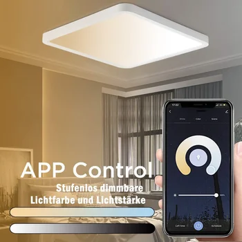 Kare akıllı LED Tavan Lambası APP uzaktan Kumanda Ahşap tahıl ses kontrolü Alexa kısılabilir parlaklık ışıkları oturma odası için