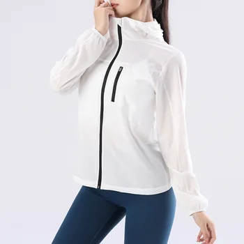 QıeLe Spor Güneş Koruyucu Ceketler Kadın Uzun Kollu Gevşek Ultraviyole geçirmez Kapşonlu Egzersiz Yoga Ceket
