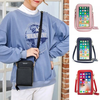 Kadın Telefonu Çanta Dokunmatik Ekran Çanta Rfıd Engelleme Cüzdan Omuz Askısı Çok Fonksiyonlu Omuz Cüzdan Mini Cüzdan kart tutucu