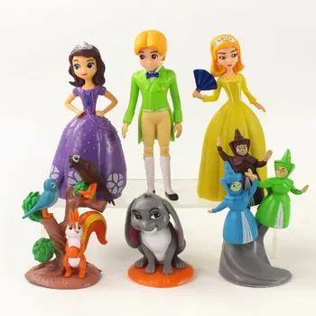 6.5 - 13cm 6 adet/grup Disney Sophia Prenses Sofia İlk PVC Aksiyon Figürleri Oyuncaklar Karikatür Sevimli Bebekler Çocuklar Kızlar İçin Hediye