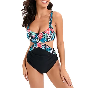 Yaz Üçgen Bikini Setleri Zayıflama İki Adet Push-Up Mayo Cut-Out Çiçek Baskı Biquni G-String Tanga Bikini 2023 Mujer