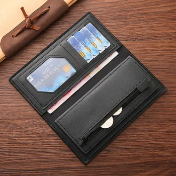 Erkek Cüzdan Siyah Retro Uzun el çantası PU Deri İş kart tutucu bozuk para cüzdanı Para Klip Büyük Kapasiteli Mektup Lüks Çanta