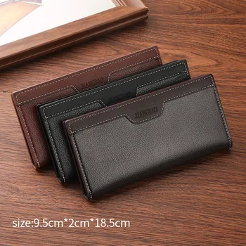 Erkek Cüzdan Siyah Retro Uzun el çantası PU Deri İş kart tutucu bozuk para cüzdanı Para Klip Büyük Kapasiteli Mektup Lüks Çanta