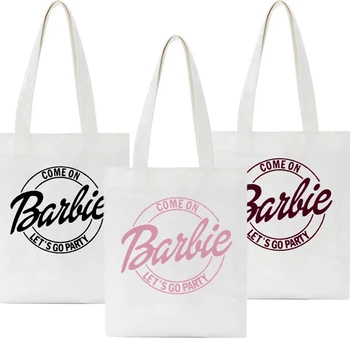 Kawaii Barbie Çanta Anime Moda Öğrencileri Yüksek Kapasiteli Tuval omuzdan askili çanta Karikatür Kız Taşınabilir Alışveriş Çantası Hediyeler