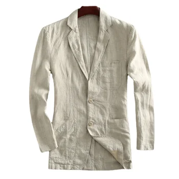 yeni varış Bahar sonbahar ceketi Keten Takım Elbise Erkek İnce Rahat Ceket Tek Göğüslü blazer yüksek kalite boyutu M L XL XXL