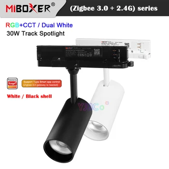 Miboxer Zigbee 3.0 30W RGBCCT LED ray lambası Tuya APP 2.4 G Çift Beyaz Spot Ray tipi Tavan RF Uzaktan kumanda 110V 220V