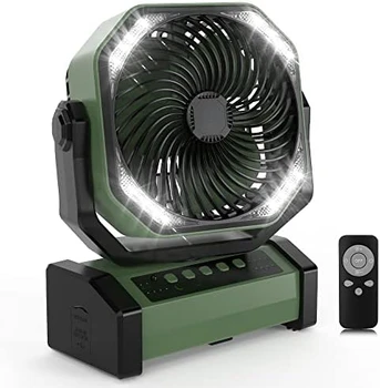 Kamp Fan ile led ışık, Otomatik Salınan masa fanı Uzaktan ve Kanca, şarj edilebilir pil Kumandalı Çadır Fan, 4 Güçlü
