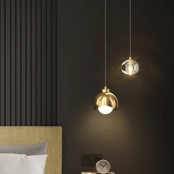 Kafa uzun çizgi yatak odası restoran Bar dekoratif avize Modern ışık lüks kristal LED avize AC90 - 260V G9+E27 çift