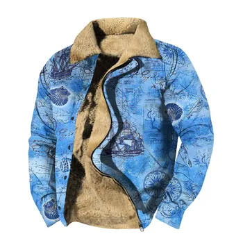 Erkek Kişiselleştirilmiş Rahat Baskı Uzun Kollu Fermuar Kazak Kalın Pamuklu Elbise Kış kışlık ceketler Erkekler İçin Jaqueta Masculina