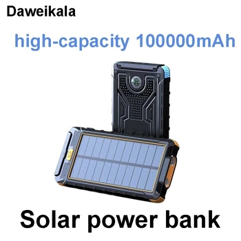 Yeni Taşınabilir güneş enerjisi bankası 100000mAh kablosuz harici pil Şarj Powerbank güçlü led ışık iphone Xiaomi Samsung için