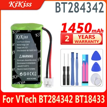 KiKiss 100 % Yeni Pil BT 284342 1450mAh VTech BT284342 BT18433 BT28433 CS6209 CS6219 CS6229 BT8001 BT8300 Piller