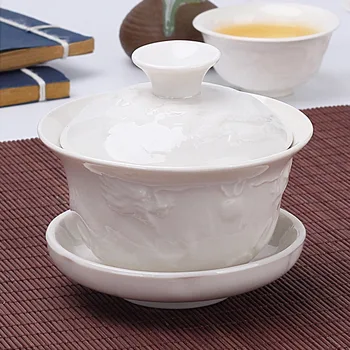 Çin Geleneksel Gai Wan çay seti Kemik çin çayı çay seti s Dehua Gaiwan Çay porselen tencere seti Seyahat İçin Güzel Ve Kolay su ısıtıcısı