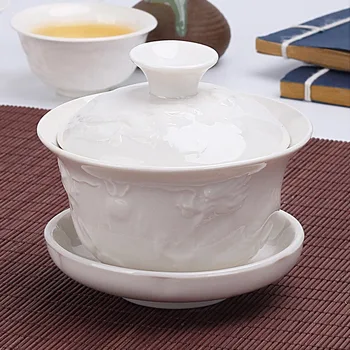 Çin Geleneksel Gai Wan çay seti Kemik çin çayı çay seti s Dehua Gaiwan Çay porselen tencere seti Seyahat İçin Güzel Ve Kolay su ısıtıcısı