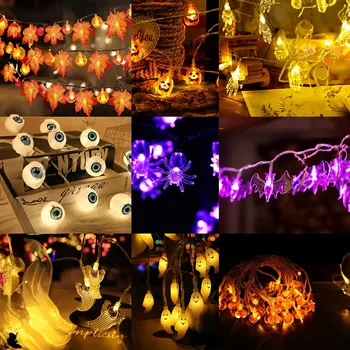 Noel Şükran Günü Cadılar Bayramı LED dize ışıkları taşınabilir kabak Hayalet iskelet ışıkları ev Bar cadılar Bayramı Partisi dekoru
