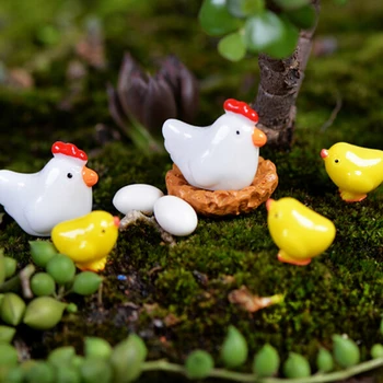1 Takım Minyatür Tavuk Tavuk Aile Yumurta Heykeli Heykelcik Bebek ev bahçe dekorasyonu Oyuncak