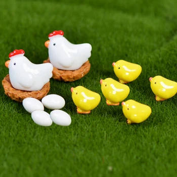 1 Takım Minyatür Tavuk Tavuk Aile Yumurta Heykeli Heykelcik Bebek ev bahçe dekorasyonu Oyuncak