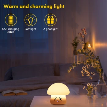 Mantar Atmosfer portatif gece lambası LED Masa Başucu Lambası USB Şarj Dayanıklı Silikon Ev Mobilya Dekorasyon için