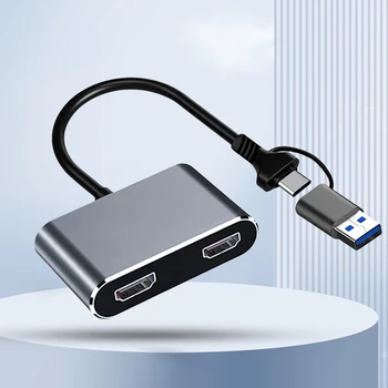 USB 3.0 Tip-C Çift HD Ekran Bağlantı noktası dağıtıcı adaptörü 1080P 60Hz Çift Monitör Dönüştürücü 5Gbps Masaüstü tablet telefon