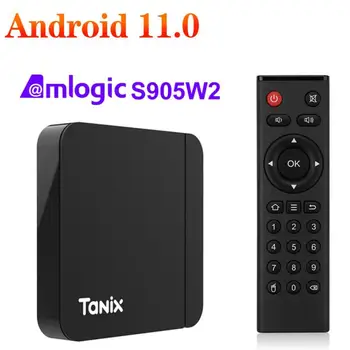 Tanix W2 akıllı tv kutusu Android 11 Amlogic S905W2 4GB 64GB 32G 2GB 16GB Destek H. 265 AV1 Çift Wifi Medya Oynatıcı Set Üstü Kutusu