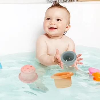 7 Adet İstifleme Bardak İstiflenebilir Banyo Oyuncak Oyuncaklar Toddlers Komik Bebek Bebekler Renk Bilişsel Bulmaca Eğitici boys İçin