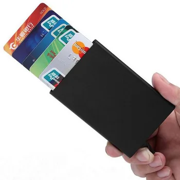 Anti-hırsızlık KİMLİK Kredi kart tutucu Minimalist İnce Alüminyum Metal Cüzdan Cep Vaka Bankası Kadın Erkek Cüzdan Kredi Kartı Kutusu