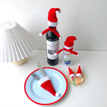 5 ADET Noel Çatal Kapak Noel mutfak dekoru Süs Kardan Adam Noel Baba Sofra Tutucu Çanta Mutfak Dekorasyon için