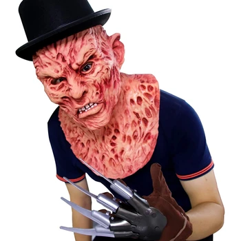 Cadılar bayramı Freddy Krueger Korku Maskesi Gerçekçi Yetişkin Parti Kostüm Deluxe Cadılar Bayramı Maskesi Korkunç Karnaval Cosplay Sahne