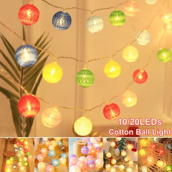 10/20 LED pamuk topları peri dize ışıklar pil kumandalı kapalı renkli küre dize ışıklar noel tatili dekorasyon