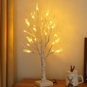 Huş ağacı ışık gerçekçi görünümlü yumuşak aydınlatma pili ışletilen düşük güç tüketimi masa lambası parti dekorasyon