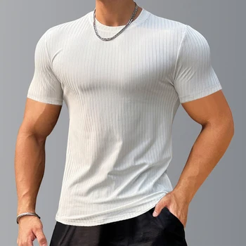 Yaz Erkek T Shirt Kısa Kollu Spor Salonu Spor Üstleri Koşu Egzersiz Vücut Geliştirme Spor Sıkıştırma Gömlek Erkekler koşu tişörtü