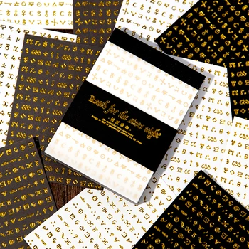 32 Adet Bronzlaşmaya Yazı Altın Memo Siyah Beyaz Malzeme Kağıt Arka Plan Dekoratif el yapımı listesi Kırtasiye 125 * 70mm