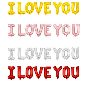 16 İnç Seni Seviyorum Mektup Folyo Balonlar Kırmızı Gül Altın Gümüş Mektup Şekli helyum balonları sevgililer Günü için Düğün Dekorasyon