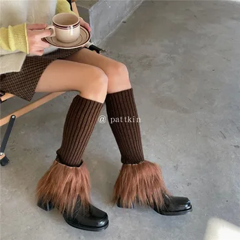 Kişilik Örme PatchworkLolita Uzun Diz Uyluk Çorap kadın Sevimli Uzun Tüp Y2k Jakarlı Japon Serin Kolej Tarzı 2023
