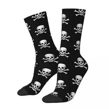 Komik Mutlu Çorap Erkekler için Kafatası Crossbone Hip Hop Nefes Desen Baskılı Ekip Çorap Yenilik Hediye