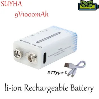 1000mAh 9V li-ion şarj edilebilir pil USB Şarj Edilebilir 9V Li-ion Kare Pil Walkie Talkie Mikrofon Oyuncak Multimetre