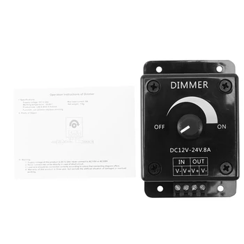 Sıcak 2X Siyah LED Dimmer Anahtarı DC 12V 24V 8A Ayarlanabilir Parlaklık lamba ampulü Şerit Sürücü Güç Kaynağı Denetleyici
