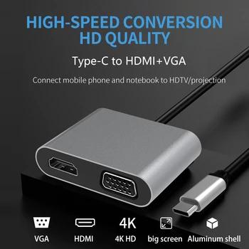 4K60hz USB C HDMI VGA Adaptörü, tip C HDMI VGA 1080P Dönüştürücü, Galaxy S22 Ultra ile uyumlu, MacBook Pro,XPS 13