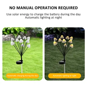 2 Adet Güneş mantar İşığı IP55 Su Geçirmez Mantar Fuarı Dize ışık Sevimli Mantar Bahçe Fener Décor Kazık Estetik
